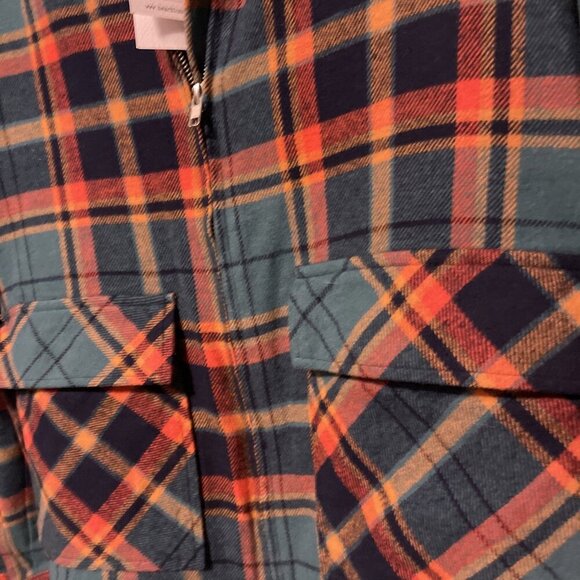 Beach Lunch Lounge Women’s Large Jacket Herb And Spice Plaid Zip NWT - Picture 2 of 9